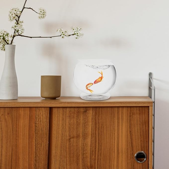 POPETPOP Plastic Fish Bowls Round Aquarium Clear Fish Keeper Fishbowl Vase Pot for Wedding Party Event Christmas Holiday Home Decor 18cm POPETPOP