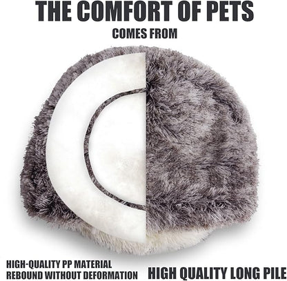ShinHye Cat Bed Round Plush Fluffy Hooded Cat Bed Cave, Cozy for Indoor Cats or Small Dog beds, Soothing Pet Beds Doughnut Calm Anti-nxiety Dog Bed - Waterproof Bottom Washable (20×20inch, Coffee) - PAWPICO