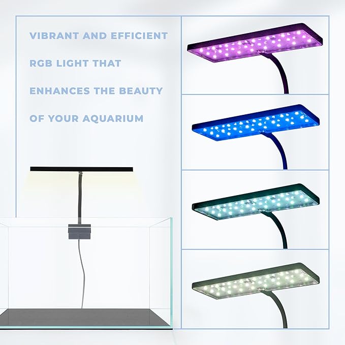 EOS LED Aquarium Light - Adjustable Aquarium Gooseneck Light with 7-Mode RGB Settings - Ideal Planted Aquarium Light - Fish Tank Light - Nano Aquarium Light - Aquarium LED Light - N5 RGB Aqua+Worx