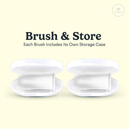 Jasper Dog Toothbrush, 360-Degree Silicone Dog Finger Toothbrush with Storage Cases, Dog Tooth Brushing Kit, Dog Teeth Cleaning Kit for Medium and Large Dogs, Use with Dog Toothpaste, 2-Pack Clear JASPER%C2%AE