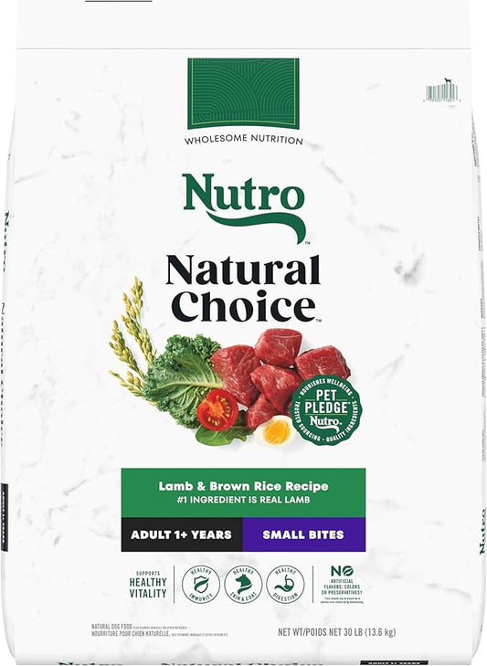 Nutro Natural Choice Small Bites Adult Dry Dog Food, Lamb and Brown Rice Recipe, 30 lbs. - PAWPICO