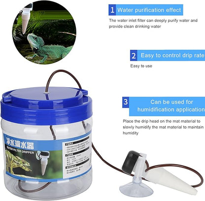 HEEPDD Reptile Water Dripper, Reptile Water Dripper Kit Plants Irrigation Devices Reptile Humidifier Watering Tool for Amphibians Bearded Dragon Lizard Turtle Snake Frog Gecko PAWPICO