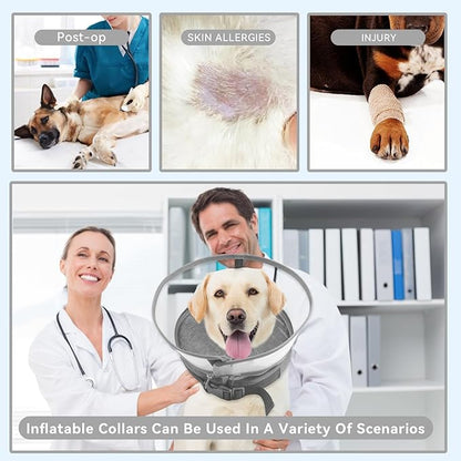 Dog Cone Collar, Inflatable Dog Cone After Surgery for Small Medium Large Dogs, Soft Dog Cone of Alternative with Enhanced Anti-Licking Guard Shield for Pets (Grey, S (Neck: 5"-8")) RoyalClaws