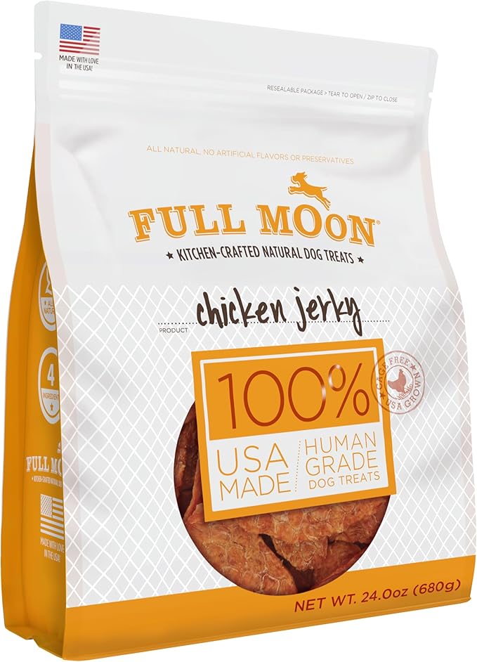 Full Moon Chicken Jerky Healthy All Natural Dog Treats Human Grade Made in USA Grain Free, 1.5 Pound (Pack of 1) - PAWPICO
