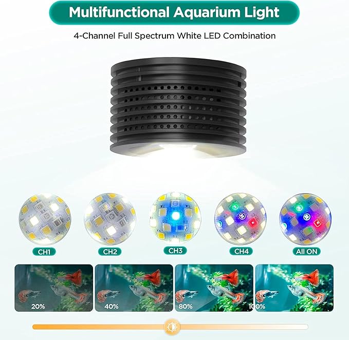 Lominie Full Spectrum Aquarium Light, Adjustable Saltwater Freshwater Super Bright Fish Tank Light for Reef, Coral, Planted Nano Aquarium Tank (A-20 Freshwater 16W Lominie