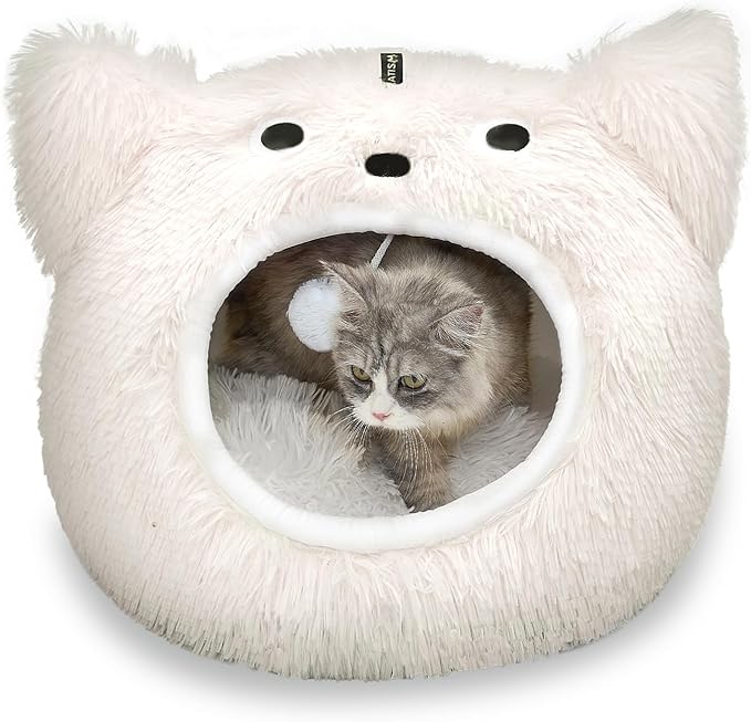 CATISM Cat Bed, Cat Beds for Indoor Cats, Cat Cave, Cat Cave for Indoor Cats, Cat Bed Cave, Large Cat Beds, Cozy Hooded Cat Bed with Soft Cushion, Removable Washable Cat Beds - PAWPICO