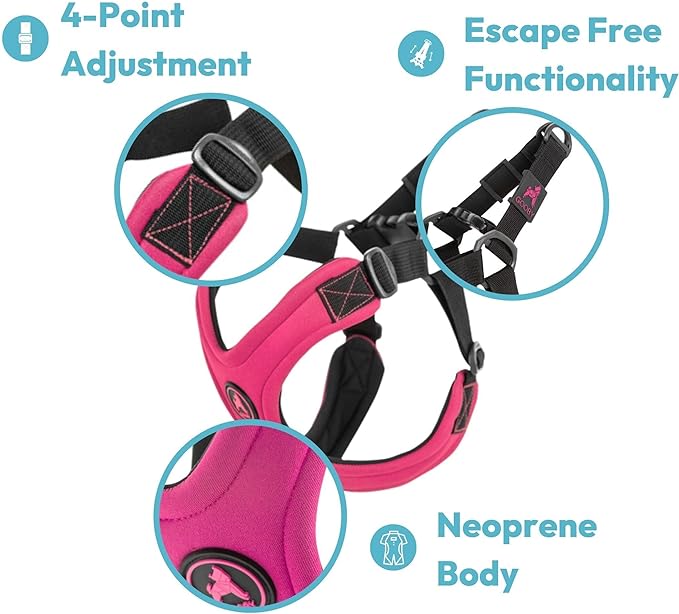 Gooby Escape Free Sport Harness - Blue, Medium - No Choke Step-in Patented Neoprene Small Dog Harness with Four-Point Adjustment - Perfect on The Go Dog Harness for Medium Dogs No Pull and Small Dogs Gooby