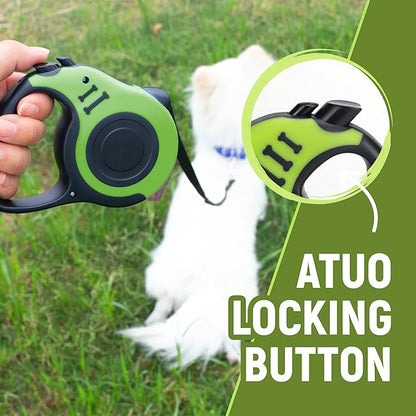 Retractable Dog Leash Automatic Telescopic Tractor Dog Tape, Pet Tape 10/16 FT Durable and Convenient, with Non-Slip Handle, Suitable for Small and Medium-Sized Dogs Green - PAWPICO