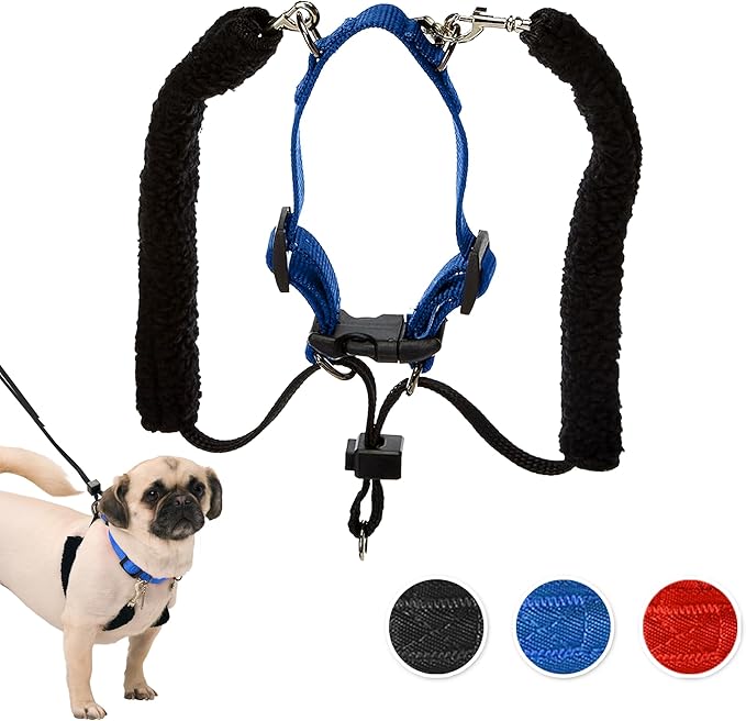 Sporn Original Training Halter, No Pull Harness Medium Size Dog with Blue Padded Sherpa Sleeves, Breathable No Pull Dog Harness Medium Sized Dog, Provides to All Medium Sized Breeds Sporn