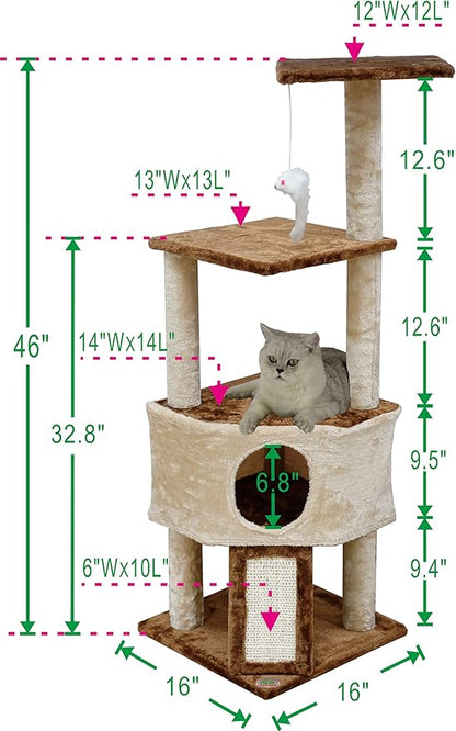 Go Pet Club F708 46" Kitten Tree,Beige - PAWPICO