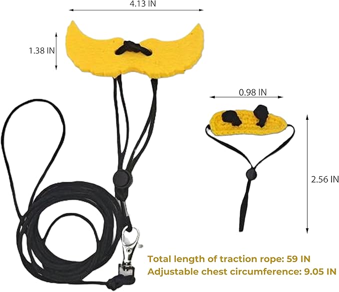 Adjustable Bearded Dragon Harness with Wings and Bee Hat Set, Lizard Leash Cute Hats for Small Reptiles Geckos Hamster, Bearded Dragon Stuff, Leopard Gecko Accessories (Head Cover+Traction Rope) HomedyCrafts