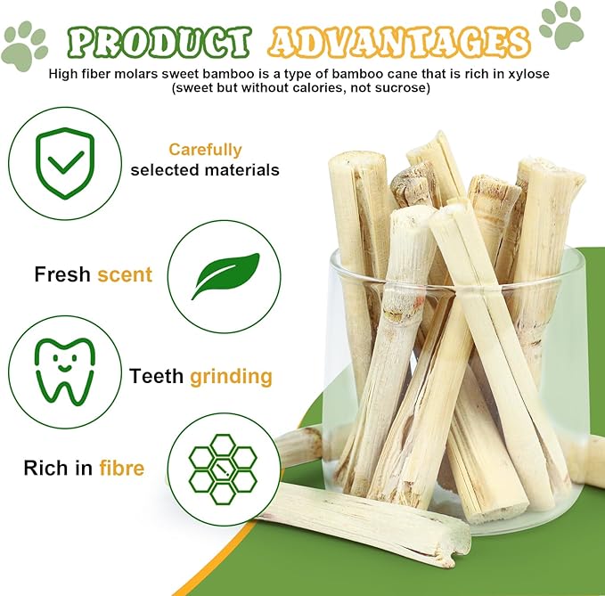 800g/1.76lb Sweet Bamboo Sticks for Rabbits Bunny Chew Toys Molar Treats Snack for Small Animals Hamsters Chinchillas Guinea Pigs Heylcm