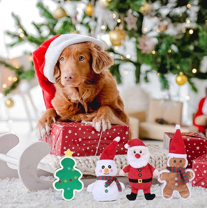 DODODOLA Dog Toys Squeaky Dog Toys with Crinkle Paper Cute Stuffed Gingerbread Man Durable Dog Plush Toys for Large Breed Dog Chew Toys for Small, Medium, Large Dogs (Gingerbread Man) - PAWPICO