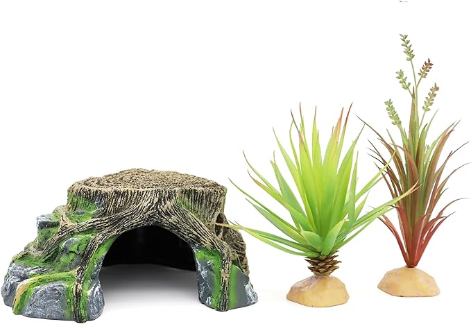 Reptile Hides Hideout Habitat, Reptile Caves for Bearded Dragons, Leopard Geckos, Lizards, Turtles, Snakes, Frogs (Large-A) PAWPICO