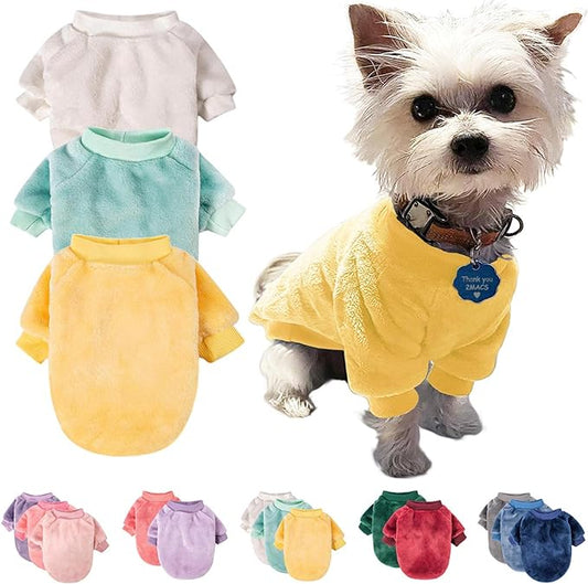FabriCastle Small Dog Sweater, 3 Count, Dog Clothes Coat, Dog Jacket for Small Medium Dogs Boy or Girl, Ultra Soft and Warm Cat Pet Sweaters (X-Small, Beige,Light Green,Yellow) - PAWPICO