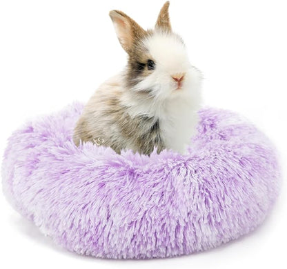 Bunny Bed Rabbit Hideout Large Soft & Comfortable Small Animal Bedding Cozy Bed Mat Warm Hideaway Cage Accessories for Guinea Pig White and Purple - PAWPICO