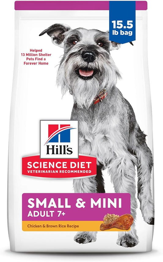 Hill's Science Diet Adult 7+ Small & Mini Chicken Meal & Brown Rice Recipe Dry Dog Food 15.5 lbs. - PAWPICO