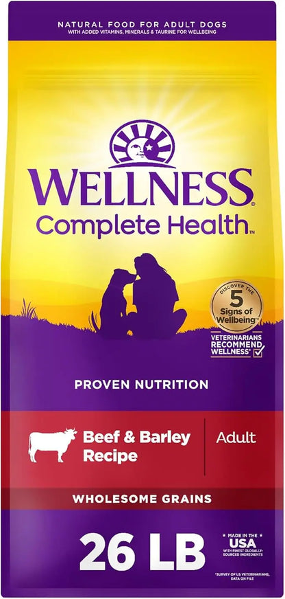 Wellness Complete Health Adult Dry Dog Food, Beef & Barley Recipe, 26 Pound Bag - PAWPICO