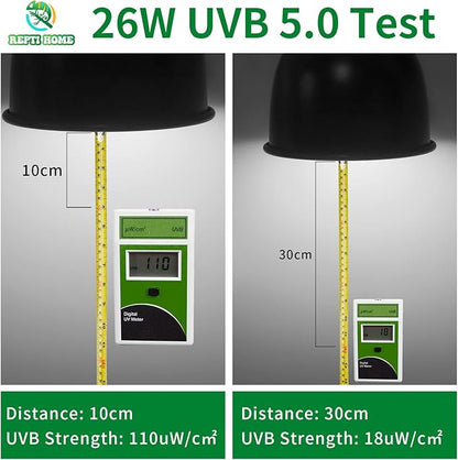 UVB Reptile Light 5.0, 26W Tropical and Sub-Tropical UVA UVB Bulb for Reptiles, Tropical Terrarium Compact Fluorescent Lamp, Reptile UVB Light Bulb for Chameleons, Iguanas, and Turtles REPTIHOME