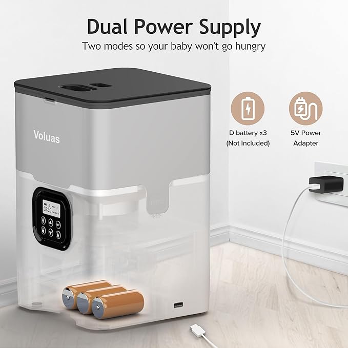 VOLUAS Automatic Cat Feeders - Dry Food Dispenser with Timer, Desiccant Bag, Programmable Portion Size Control 4 Meals Per Day, 10s Voice Recorder - PAWPICO