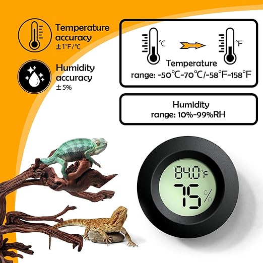 Reptile Tank Accessories, 2 PCS Reptile Thermometer and Humidity Gauge for Bearded Dragon, Jumping Spider, Leopard Gecko, Hermit Crab, Gecko, Ball Python, Lizard BSRESIN