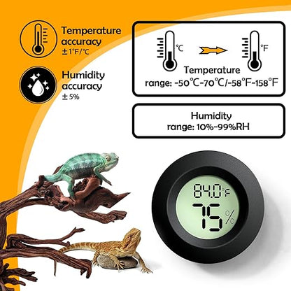 Reptile Tank Accessories, 2 PCS Reptile Thermometer and Humidity Gauge for Bearded Dragon, Jumping Spider, Leopard Gecko, Hermit Crab, Gecko, Ball Python, Lizard BSRESIN