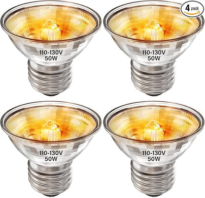 50W Turtle Reptiles Heat Lamp Bulb,4-Pack UVA UVB Heating Bulbs for Reptiles and Amphibian Tanks,Terrariums and Cages,Works with Various E26 Base Lamp Fixtures PAWPICO