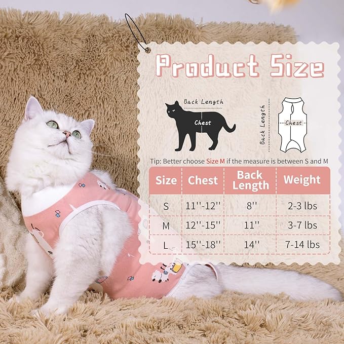 Cat Spay Recovery Suit Female, Breathable Cat Onesie for Cats After Surgery Female, Kitten Surgery Recovery Suit for Abdominal Wounds - PAWPICO