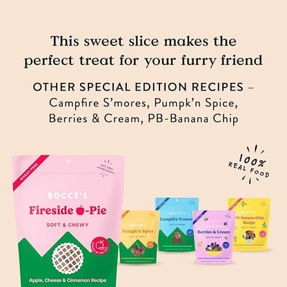 Bocce's Bakery Fireside Apple Pie Treats for Dogs, Wheat-Free Everyday Dog Treats, Made with Real Ingredients, Baked in The USA, All-Natural Soft & Chewy Cookies, Apples, Cheese & Cinnamon, 6 oz - PAWPICO