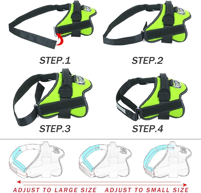 Bolux Dog Harness, No-Pull Reflective Dog Vest, Breathable Adjustable Pet Harness with Handle for Outdoor Walking - No More Pulling, Tugging or Choking (Green, L) Bolux