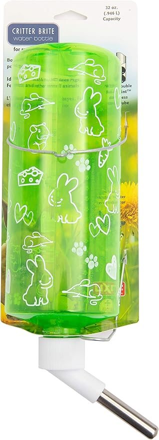 Lixit Standard Cage Water Bottles for Rabbits, Ferrets, Guinea Pigs, Hamsters, Rats, Mice and Other Small Animal's (32 Ounce, Green) Lixit
