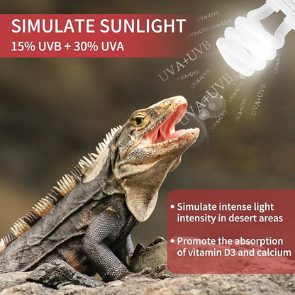 LUCKY HERP 13W UVB 15.0 Intense UVA UVB Compact Flouorescent Lamp Desert Terrarium Light Bulb for Reptile and Amphibian LUCKYHERP