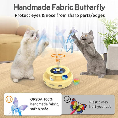 ORSDA Cat Toy, 3-in-1 Automatic Cat Toys for Indoor Cats, Electronic Whack a Mole, Fluttering Butterfly,Track Balls Kitten Toy, Rechargeable Power Interactive Feather Toys for All Breeds - PAWPICO
