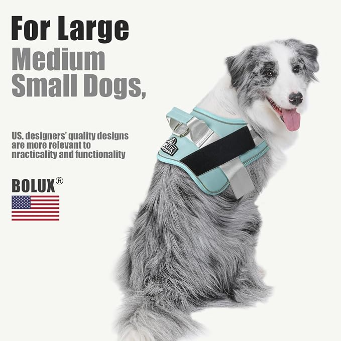 Bolux Dog Harness, No-Pull Reflective Dog Vest, Breathable Adjustable Pet Harness with Handle for Outdoor Walking - No More Pulling, Tugging or Choking Bolux