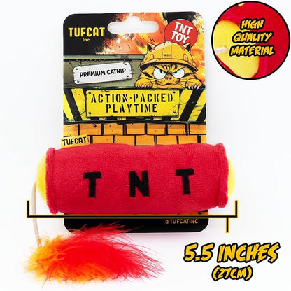 Cat Toys TNT, Cat Toys for Indoor Cats, Kitten Toys, Catnip Toys for Cats of All Breeds with Dangle Feathers and Jingle Sound - Kicking, Biting, Chewing - PAWPICO