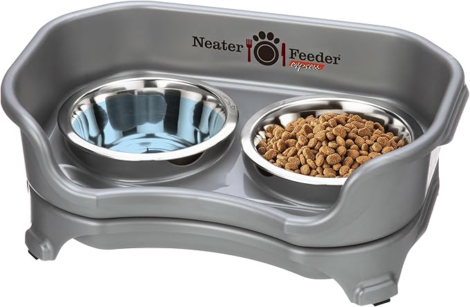Neater Feeder Express Small Mess Proof Feeder for Small Dogs, 1.5 Cup Stainless Steel Bowls, No Spill, Non-Tip, Non-Slip Dog Bowls. Made in USA - PAWPICO
