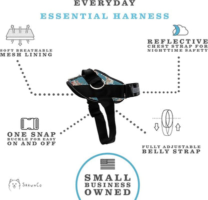 ShawnCo Essential Dog Harness, No-Pull Pet Vest with 3 Leash Clips, No Choke, Reflective, Adjustable and Padded, for Easy Walking and Training for Small, Medium and Large Dogs (Freckle's Garden, XS) SHAWNCO