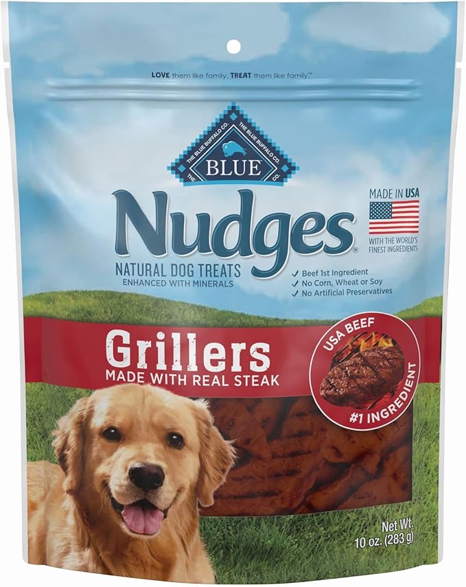 Blue Buffalo Nudges Grillers Natural Dog Treats, Steak, 10oz - PAWPICO