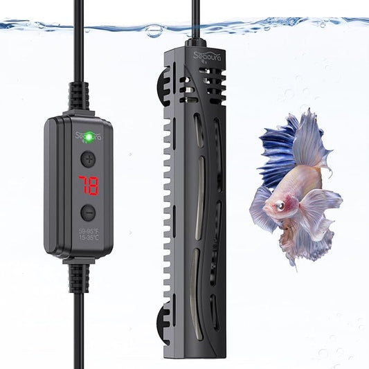 Fish Tank Heater,Aquarium Heaters,100W Aquariums Betta Heating for 10-25 Gallon with LED Temperature Display SEAOURA