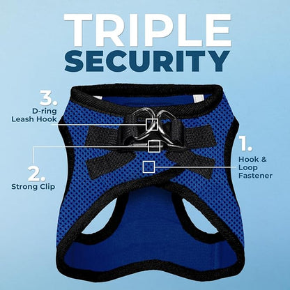 Voyager Step-in Air Dog Harness - All Weather Mesh, Reflective, No Pull Harness for Small, Medium Dogs, Cats - Secure with Hook & Loop Fastener, Buckle, Double D-Rings - Royal Blue/Black Trim, M BestPetSuppliesLLC