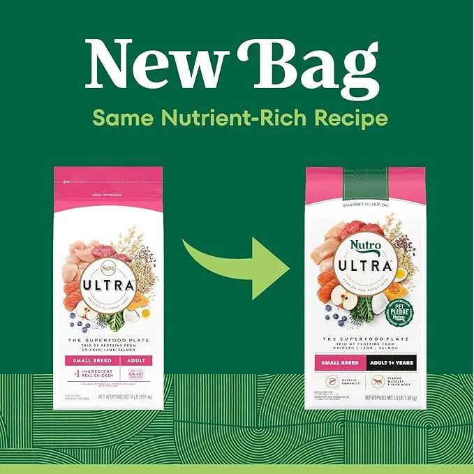 Nutro Ultra Adult Small Breed Dry Dog Food, Chicken, Lamb and Salmon Protein Trio, 3.5 lb. Bag - PAWPICO