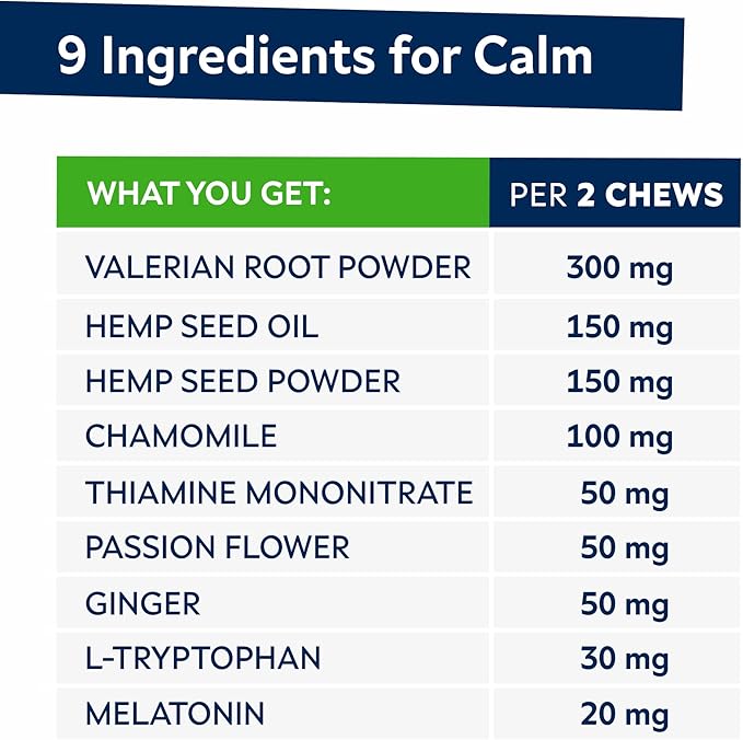 STRELLALAB Vet Formulated Hemp Calming Chews for Dogs - Anxiety Relief Calming Treats - Advanced Melatonin Pet Calm - Natural Sleep Aid & Stress, Separation Anxiety Relief - 120 Treats - Bacon STRELLALAB