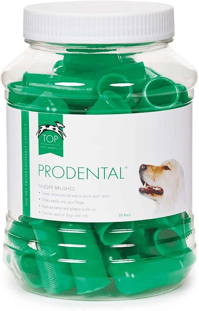 Top Performance ProDental Finger Brushes — Convenient Toothbrushes for Cleaning Pets' Teeth, 50-Pack Top+Performance