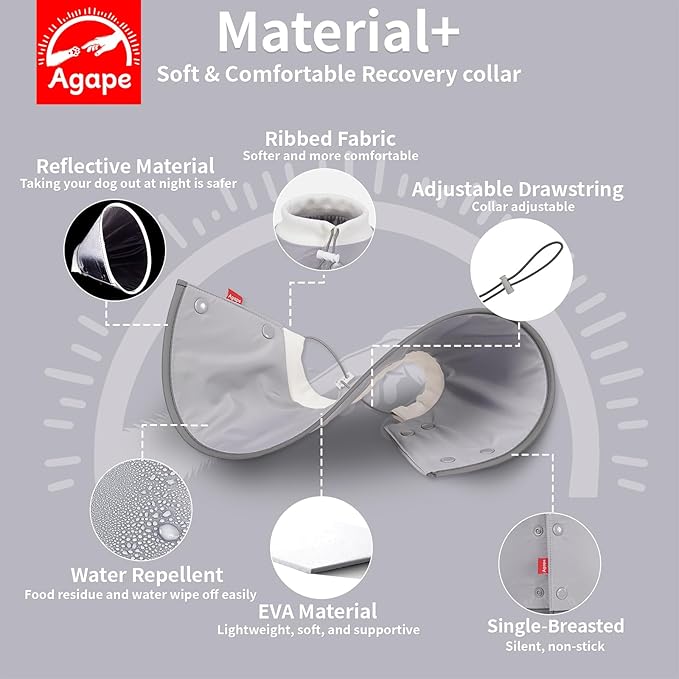 Agape Soft Dog Cone for Chihuahua, Comfy Cat Cone to Stop Licking, Protective Elizabethan Collar for Pup & Kitty, Lightweight E-Collar Alternative After Surgery, Pet Cones for Extra Small Dogs - XS Agape