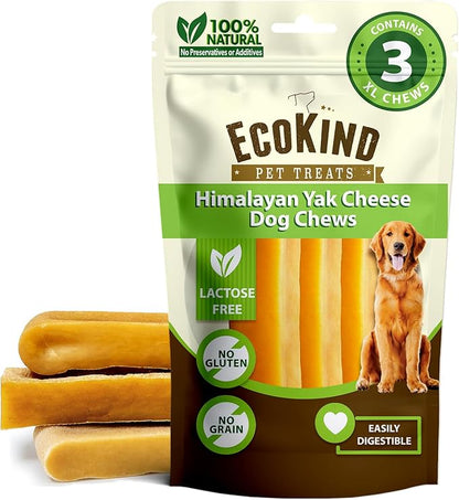 EcoKind Premium Gold Monster Yak Cheese Himalayan Dog Chew, Dog Treats Large Breed, All Natural, High Protein, for Aggressive Chewers, XL - 3 Chews - PAWPICO