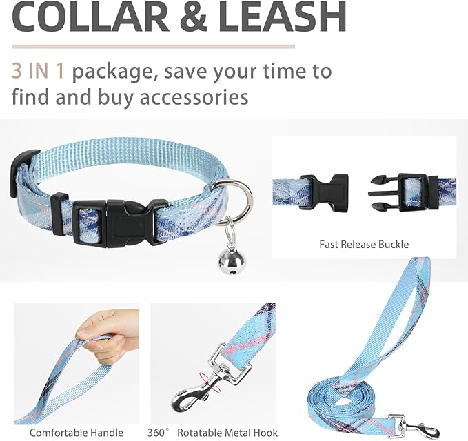 PUPTECK Adjustable Dog Harness Collar and Leash Set Step in No Pull Pet Harness for Small Medium Dogs Puppy and Cats Outdoor Walking Running, Soft Mesh Padded Reflective Vest Harnesses, Blue XL PUPTECK