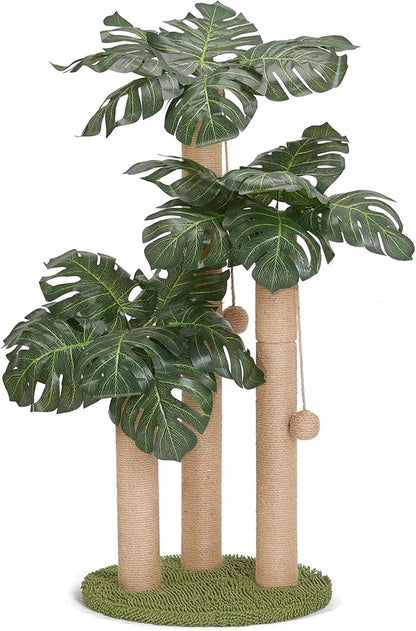 31.5Inch Cat Scratching Post,Cat Scratcher Tree with 3 Scratching Poles & 2 Interactive Dangling Balls,Cats Scratching Posts for Indoor Kitten & Adult Cats - PAWPICO