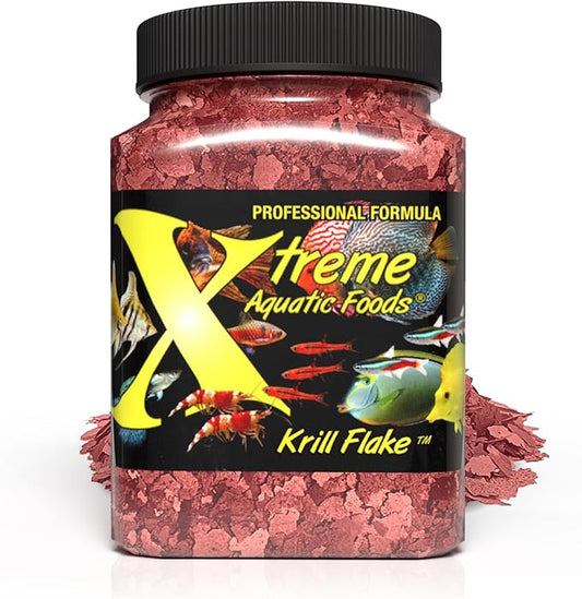 Xtreme Krill Flakes - Premium Max Protein Freshwater Fish Food with 100% Krill and Shrimp, & Vitamins for Optimal Immune and Digestive Health, Boosts Color & Energy – USA Farm Grown (3.5oz) XtremeAquaticFoods