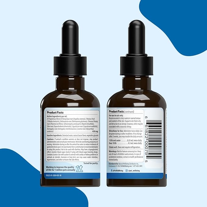 Pet Wellbeing Itch Support Gold for Cats - Occasional Itching, Scratching, and Hot Spots, Environmental and Seasonal Allergies, Dong Quai - Veterinarian-Formulated Herbal Supplement 2 oz (59 ml) PetWellbeing