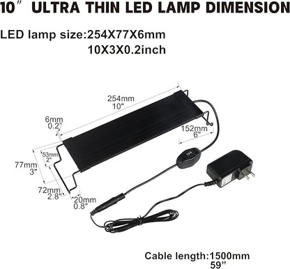 Aquarium Lights Fish Tank Light 10 Gallon Planted Ultra Slim Aquarium LED Light with Switch (10-15") Waterrebirth